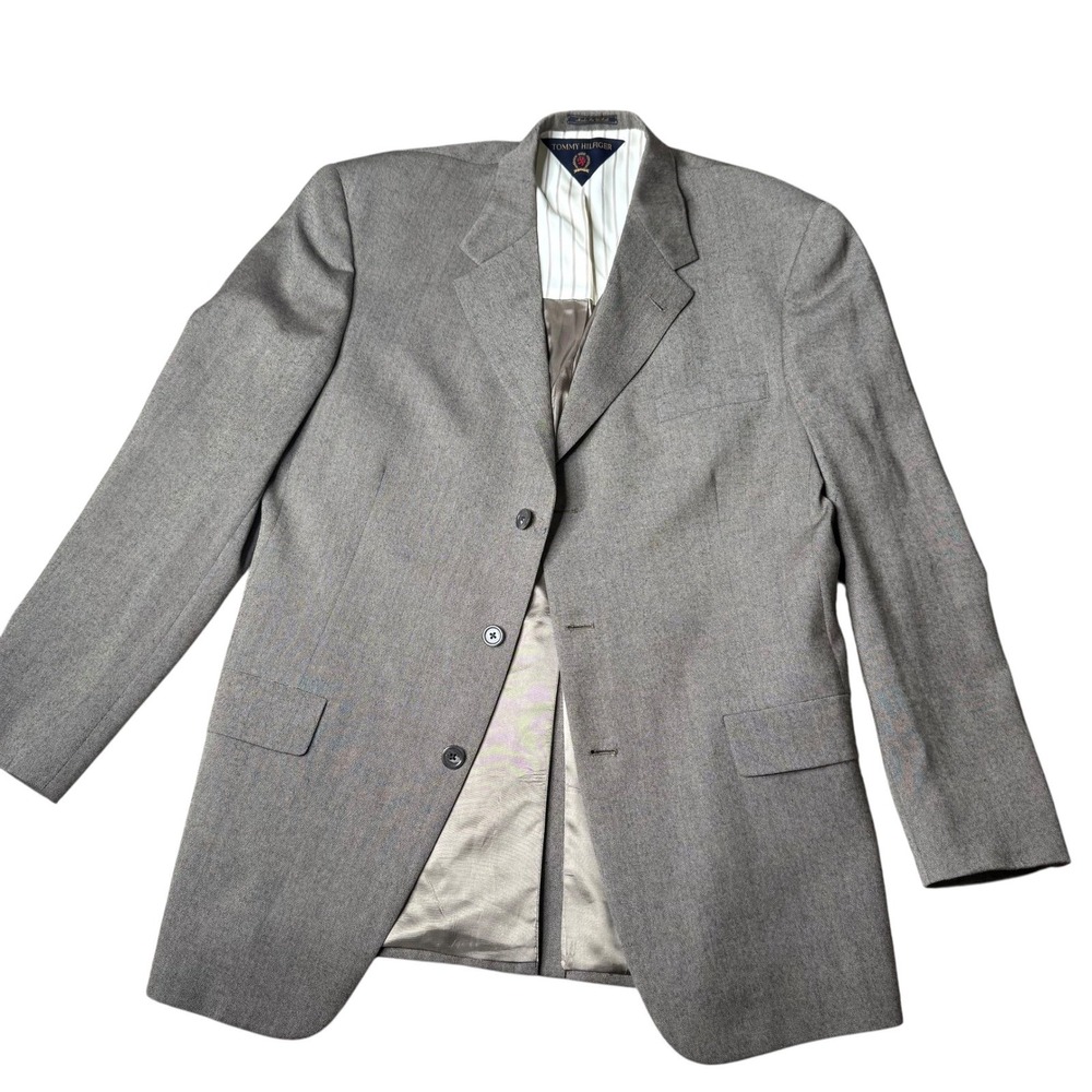 Tommy Hilfiger Blazer Sport Coat Herringbone Classic Fit Made in USA 44L